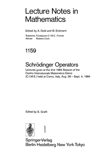 Schrodinger Operators, Como 1984