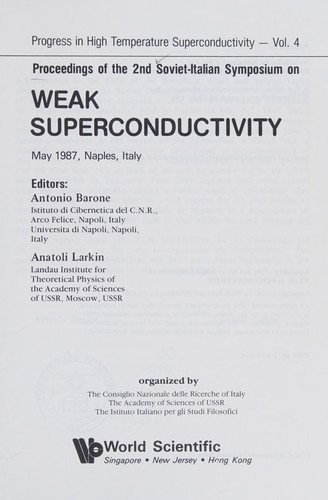 Weak Superconductivity - Proceedings of the 2nd Soviet-Italian Symposium