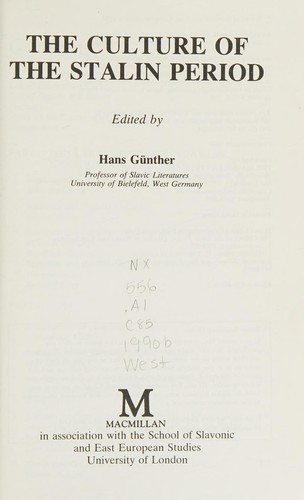 The Culture of the Stalin Period (1990)