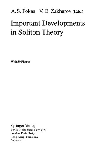 Important Developments in Soliton Theory