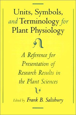Units, Symbols, and Terminology for Plant Physiology