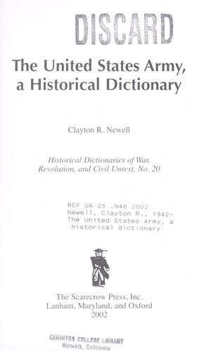 The United States Army, A Historical Dictionary