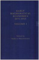 Early Mathematical Economics, 1871-1915