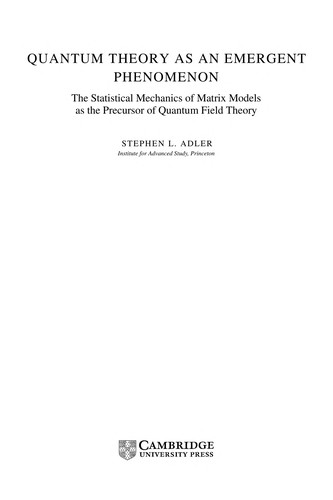 Quantum Theory as an Emergent Phenomenon