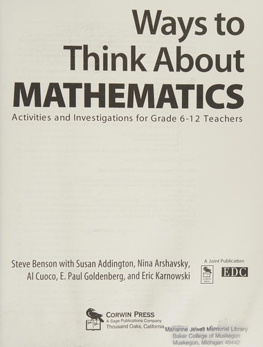 Ways to Think About Mathematics