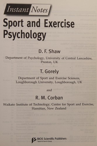 BIOS Instant Notes in Sport and Exercise Psychology