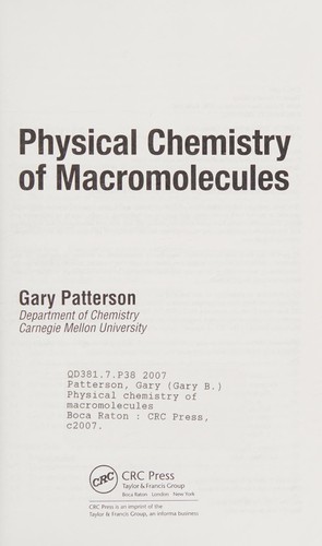 Physical Chemistry of Macromolecules