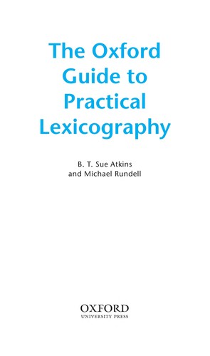 The Oxford Guide to Practical Lexicography