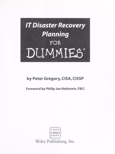 IT Disaster Recovery Planning For Dummies