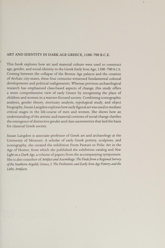 Art and Identity in Dark Age Greece, 1100–700 BC