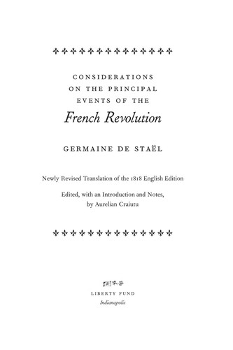 Considerations on the Principal Events of the French Revolution