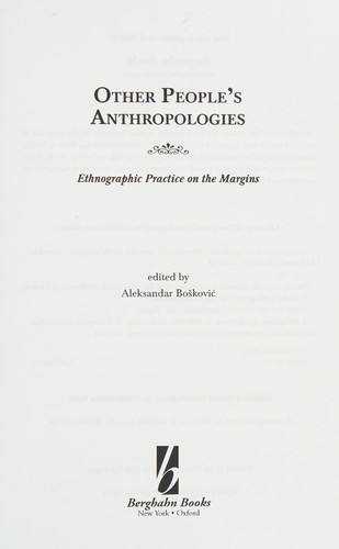 Other People's Anthropologies