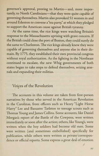 Voices of the American Revolution in the Carolinas