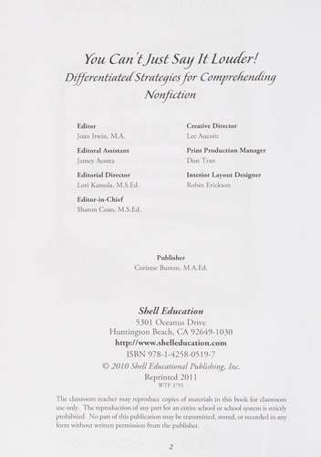 You Can't Just Say It Louder! Differentiated Strat. for Comprehending Nonfiction