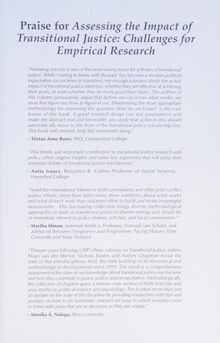 Assessing the Impact of Transitional Justice