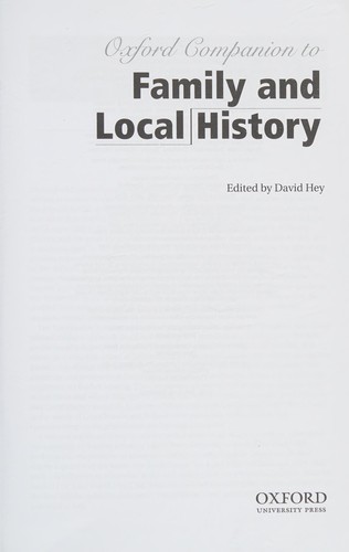 The Oxford Companion to Family and Local History