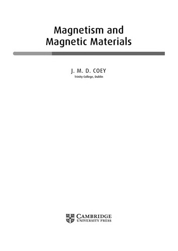 Magnetism and Magnetic Materials