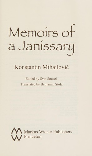 Memoirs of a Janissary (Markus Wiener P)
