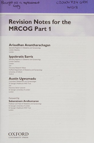 Revision Notes for the MRCOG Part 1