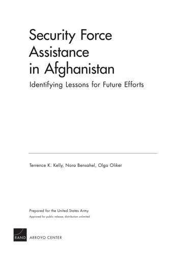Security Force Assistance in Afghanistan