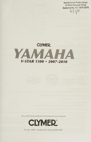 Yamaha V-Star 1300 Series Motorcycle (2007-2010) Service Repair Manual
