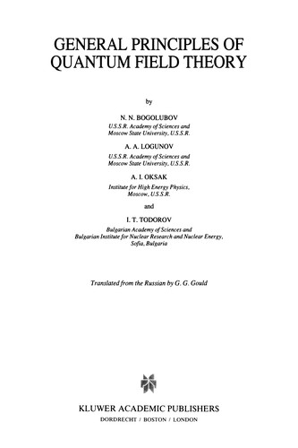 General Principles of Quantum Field Theory (Softcover Reprint of the Original 1st 1990)