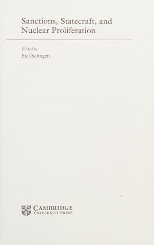 Sanctions, Statecraft, and Nuclear Proliferation