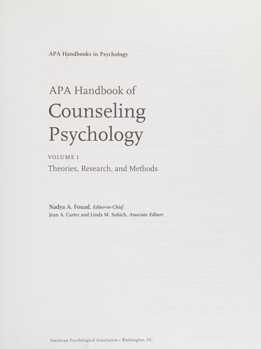 APA Handbook of Counseling Psychology