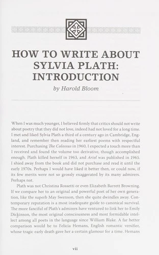 Bloom's How to Write about Sylvia Plath