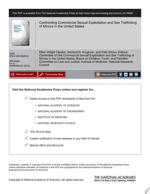 Confronting Commercial Sexual Exploitation and Sex Trafficking of Minors in the United States