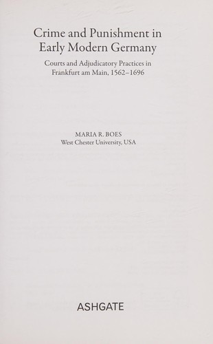 Crime and Punishment in Early Modern Germany