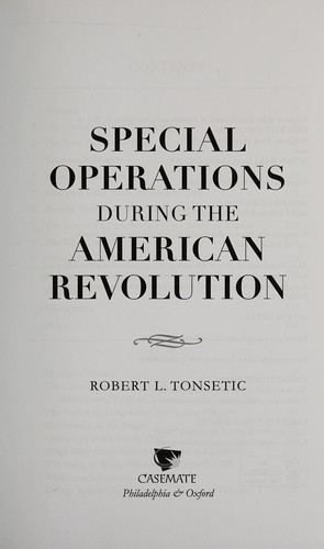 Special Operations in the American Revolution