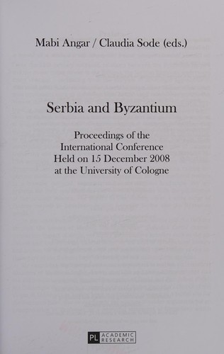 Serbia and Byzantium