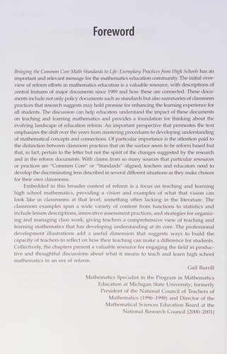 Bringing the Common Core Math Standards to Life