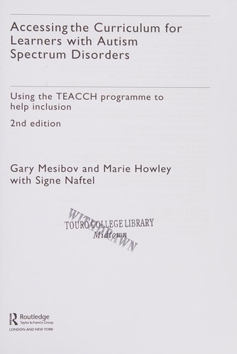 Accessing the Curriculum for Learners with Autism Spectrum Disorders