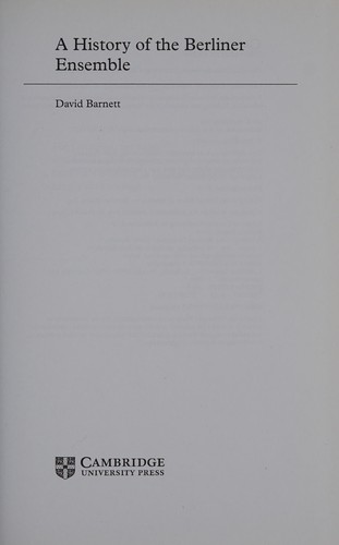 A History of the Berliner Ensemble