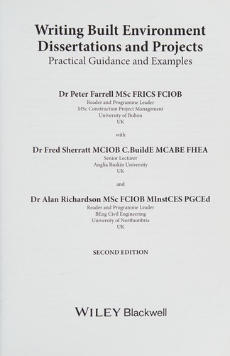 Writing Built Environment Dissertations and Projects