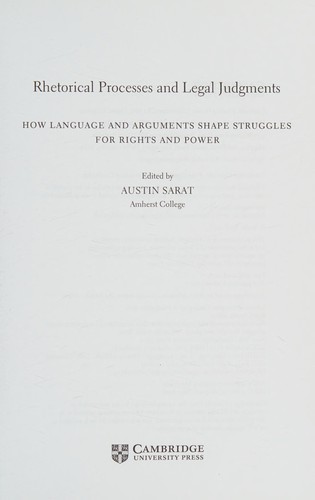 Rhetorical Processes and Legal Judgments