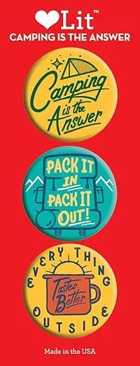 Camping is the Answer 3 Badge Set : LoveLit Button Assortment