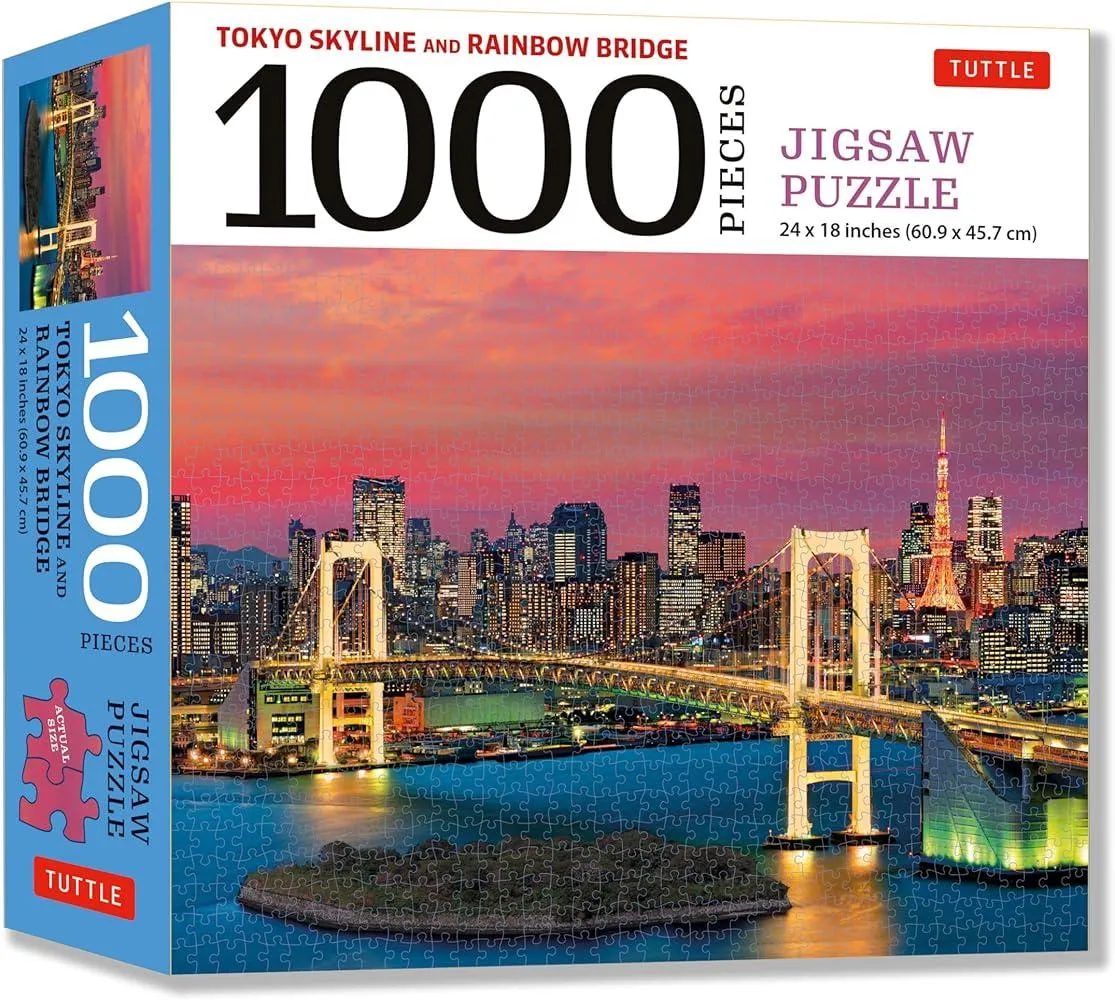 Tokyo Skyline and Rainbow Bridge - 1000 Piece Jigsaw Puzzle : The Rainbow Bridge and Tokyo Tower (Finished Size 24 in X 18 in)