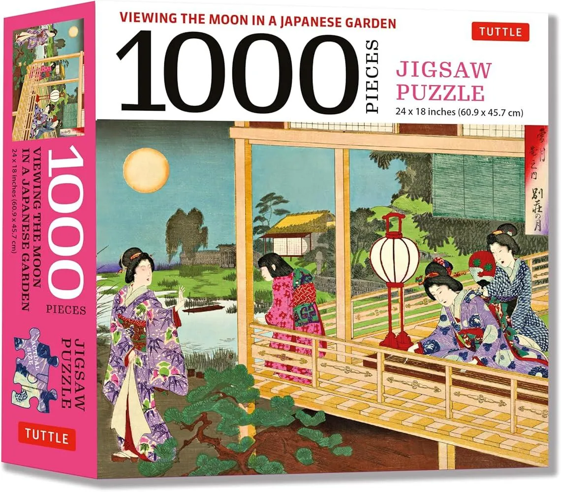 Viewing the Moon Japanese Garden- 1000 Piece Jigsaw Puzzle : Finished Size 24 x 18 inches (61 x 46 cm)