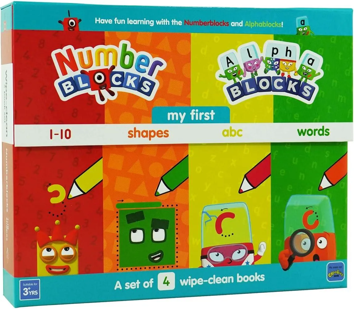 Numberblocks and Alphablocks: My First Numbers and Letters Set (4 wipe-clean books with pens included)