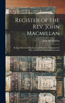 Register of the Rev. John Macmillan