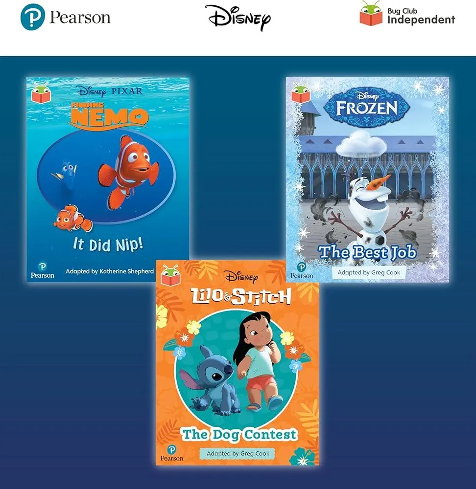 Pearson Bug Club Disney Reception Pack C, including decodable phonics readers for phases 2 and 3: Finding Nemo: It Did Nip!, Frozen: The Best Job, Lilo and Stitch: The Dog Contest