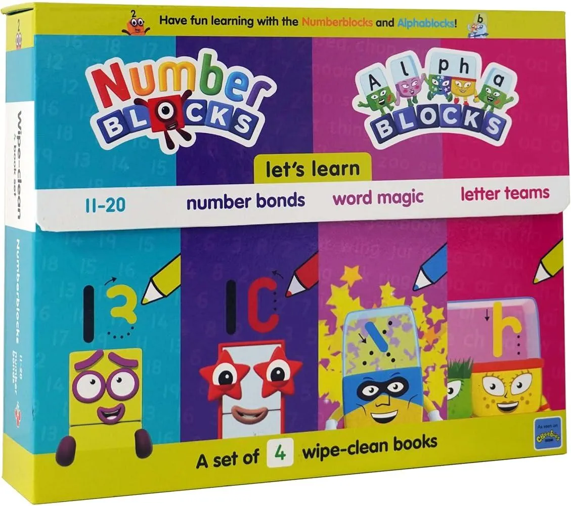 Numberblocks and Alphablocks: Let's Learn Numbers and Letters Set : 4 Wipe-clean books with pens included