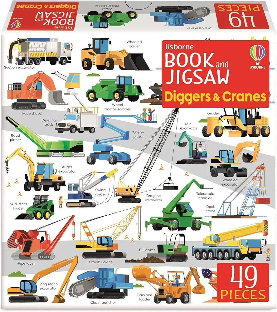 Usborne Book and Jigsaw Diggers and Cranes