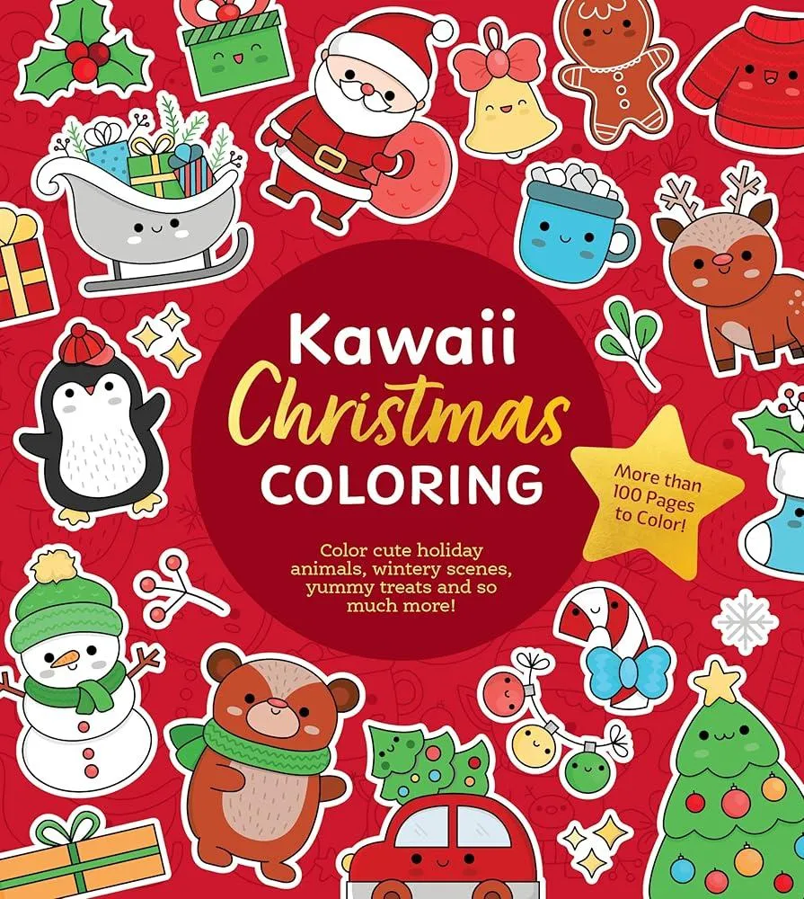 Kawaii Christmas Coloring : Color Cute Holiday Animals, Wintery Scenes, Yummy Treats and So Much More! More than 100 Pages to Color!