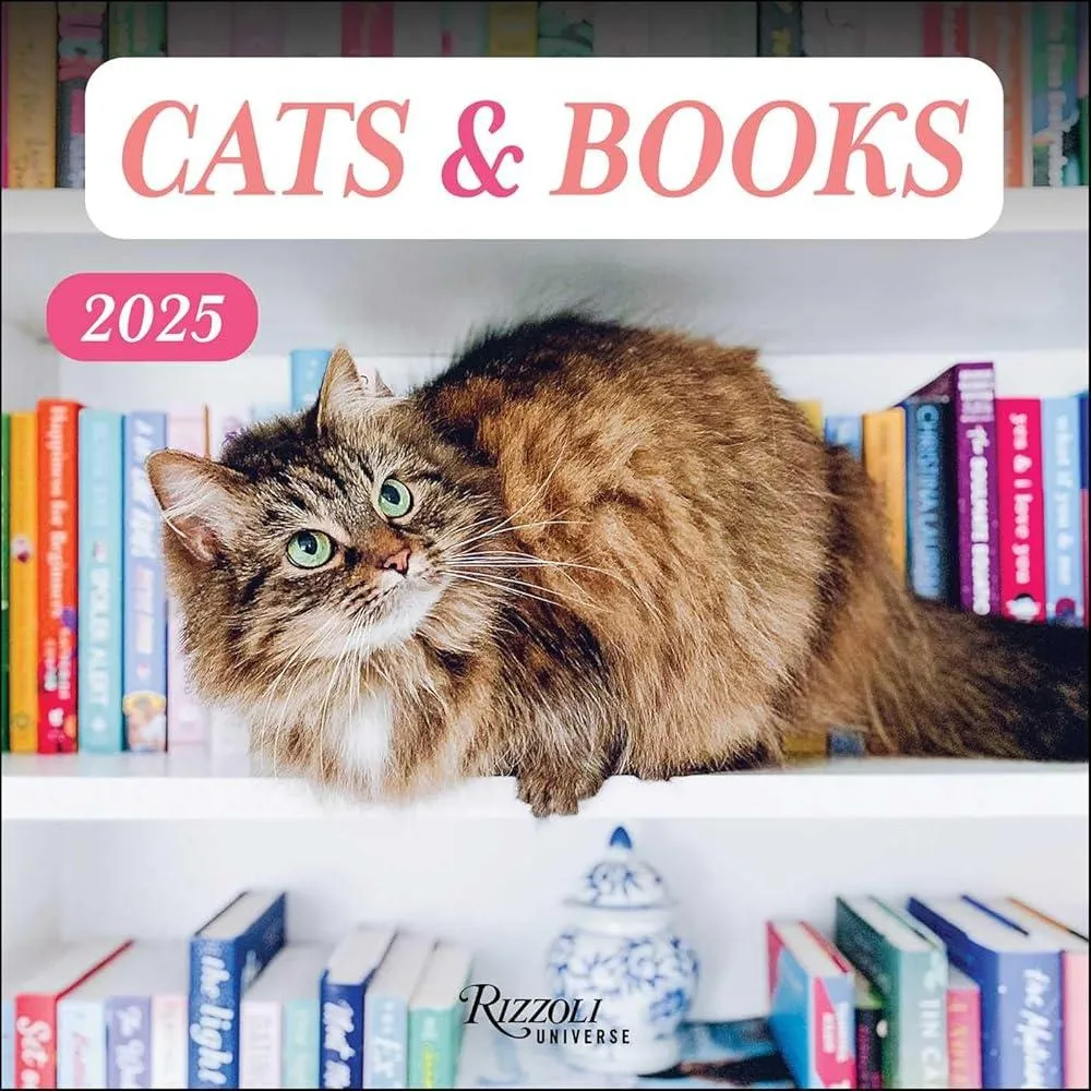 Cats & Books 2025 Wall Calendar