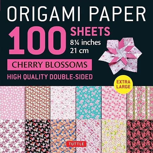 Origami Paper 100 sheets Cherry Blossoms 8 1/4" (21 cm) : Extra Large Double-Sided Origami Sheets Printed with 12 Different Color Combinations (Instructions for 5 Projects Included)