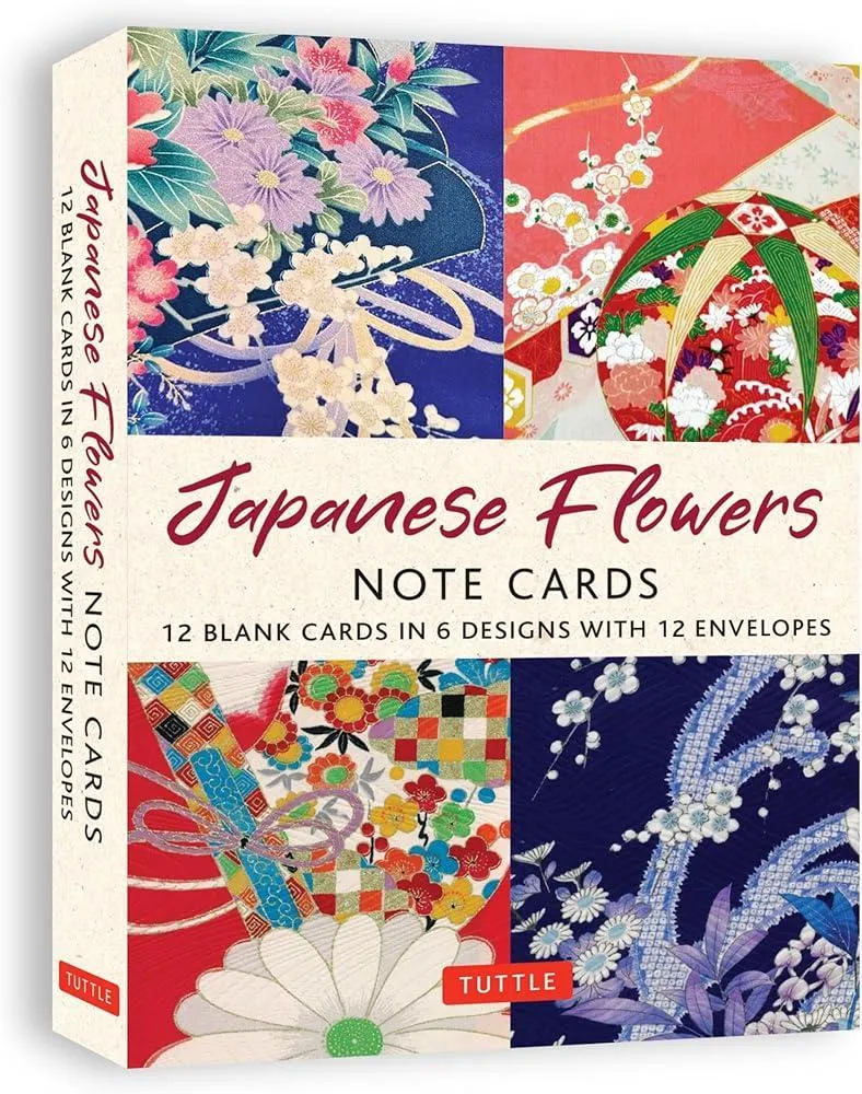 Japanese Flowers, 12 Note Cards : 12 Blank Cards in 6 Lovely Designs (2 each) with 12 Patterned Envelopes